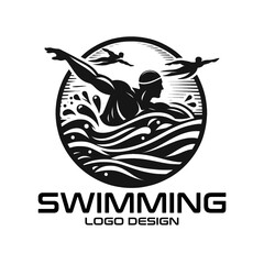 Swimming Vector Logo Design