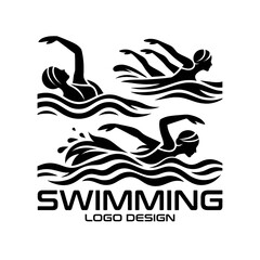 Swimming Vector Logo Design
