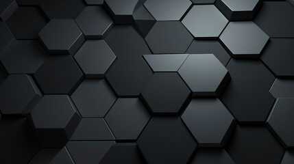 Abstract dark hexagon pattern on black grey neon background technology style. Modern futuristic...