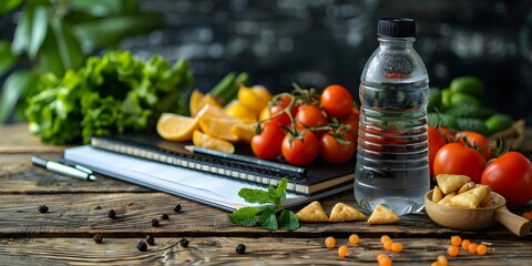 The Nourished Mind:A Refreshing Workplace Setup with Healthy Snacks and Essentials Complementing Study Materials