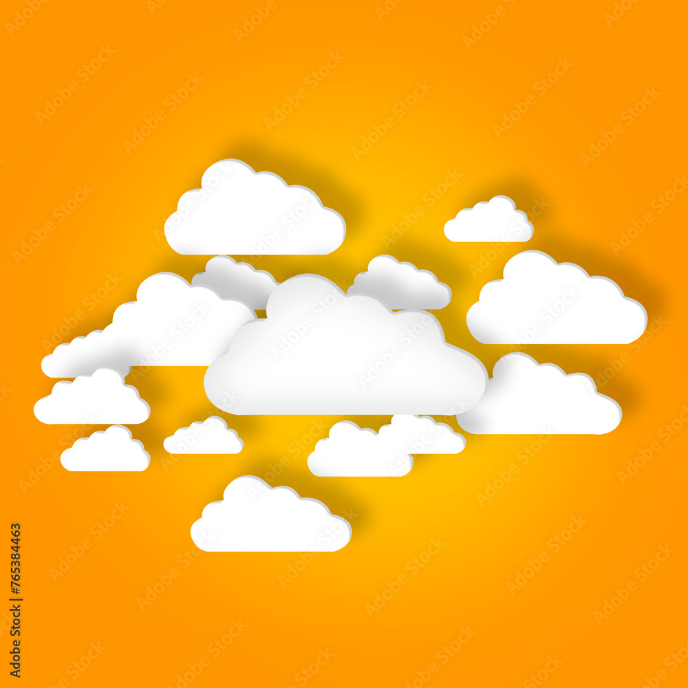 Poster clouds, icon or design of computing, connectivity or data storage in digital, future or security. cr