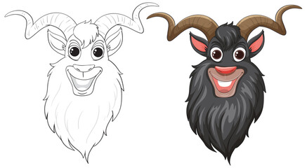 Two smiling goats in a playful vector style.