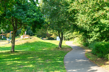 View of a public park during spring in England