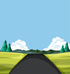 Vector graphic of a road through a green landscape
