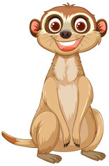 Vector illustration of a smiling meerkat sitting.