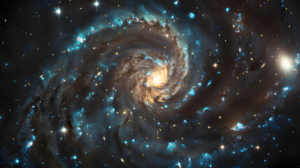 Obraz premium the shining planets and stars that are being sucked into the black hole. Generative AI