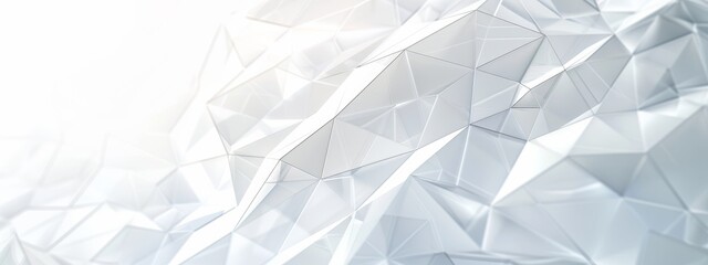 Pristine white geometric background with polygonal facets for a clean and modern design element. - obrazy, fototapety, plakaty