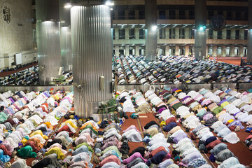 Praying at Istiqlal Mosque Indonesia