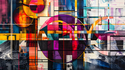 Abstract Geometric Urbanism Art Concept by JF Cook: A Visual Symphony of Colors, Patterns and...