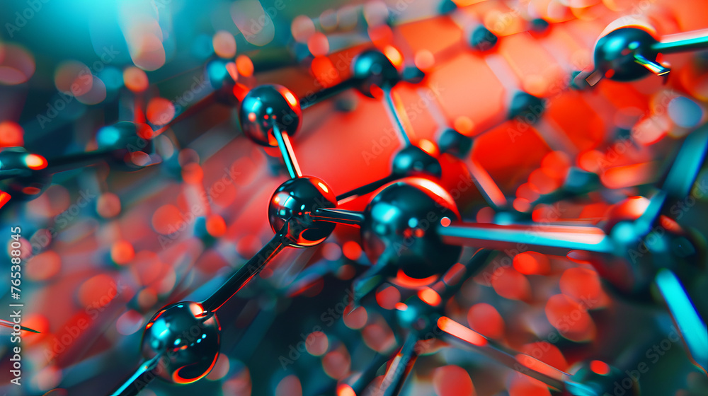 Aufkleber vivid representation of a graphene atomic structure with glowing red and blue nodes