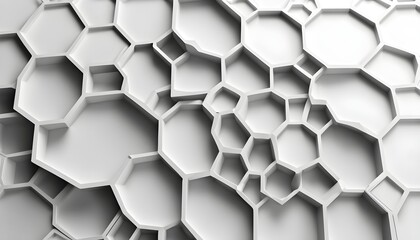 Abstract. Embossed Hexagon , honeycomb white Background ,light and shadow ,Vector