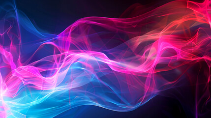 Vivid abstract swirls of pink and blue neon, symbolizing communication and creative strategy