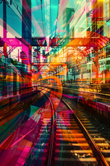 Abstract Geometric Urbanism Art Concept by JF Cook: A Visual Symphony of Colors, Patterns and...