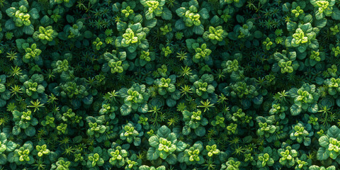 Seamless Lush Green Clover Field Pattern as Natural Background