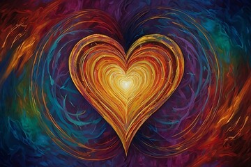 A vibrant heart isolated in vibrant background.