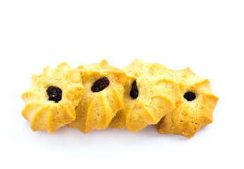 Butter cookies on white background
