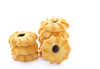 Butter cookies on white background