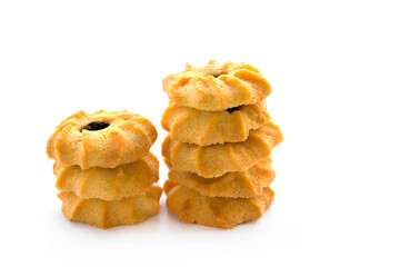 Butter cookies on white background