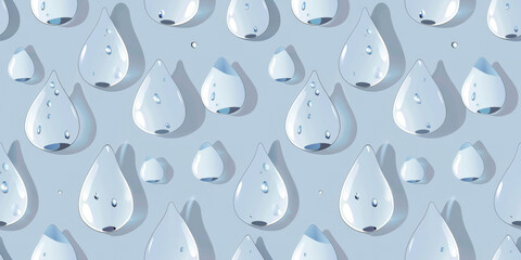 Seamless Water Droplets on Calm Grey Background Pattern
