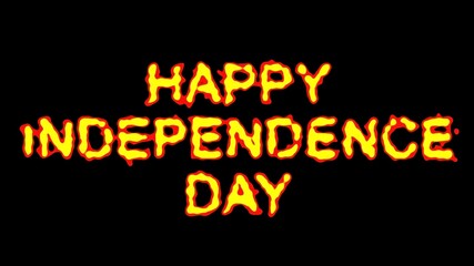 Beautiful illustration of Happy Independence Day text with fire effect on plain black background