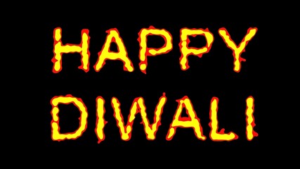 Beautiful illustration of Happy Diwali text with fire effect on plain black background