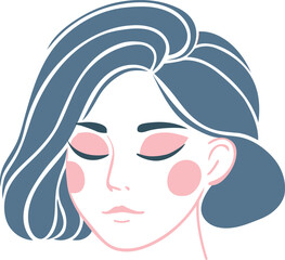 Young beautiful Girl face vector 2d flat illustration 