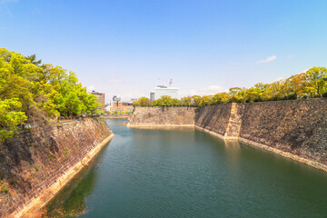Castle walls, Osaka Castle Park, Chuo Ward, Osaka, Japan