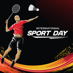Tennis or Badminton Sports Background Vector. International Sports Day Illustration vector. Graphic Design for the decoration of gift certificates, banners, and flyer
