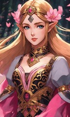 Anime artwork of princess Zelda .Generative AI

