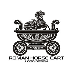Roman Horse Cart Vector Logo Design