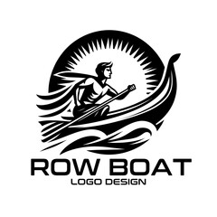 Row Boat Vector Logo Design