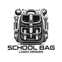 School Bag Vector Logo Design