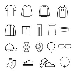 Mobileclothing icon set. modern fashion. men's and women's clothing. clothes icon. fashion style