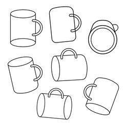 lineart vector cup icon set