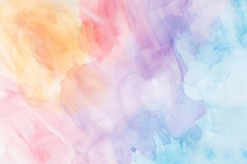 Fototapeta na wymiar Dreamlike watercolor painting blending soft pastels into a serene rainbow landscape.