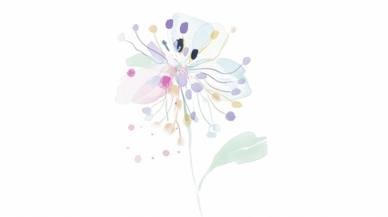 Obraz na płótnie Canvas Abstract scandinavian floral design with minimalist shapes. Contemporary minimalist art of a single flower with abstract, overlapping organic shapes in a soft, pastel color palette