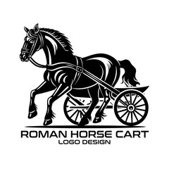Roman Horse Cart Vector Logo Design