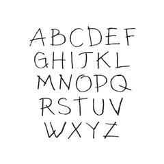 Vector hand drawn alphabet font