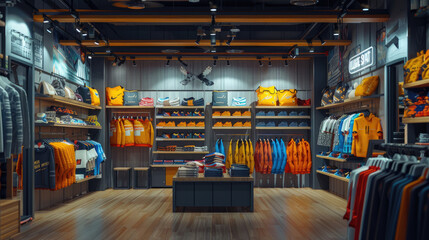Trendy Sports Apparel Collection Displayed in Sports Store - obrazy, fototapety, plakaty