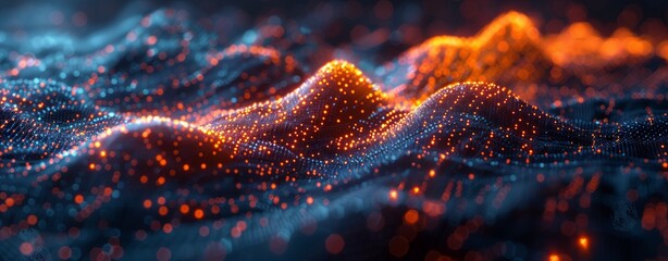 An electric blue wave of particles moving through the atmosphere