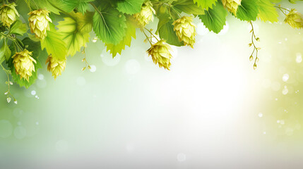 Frame of Fresh Hops on Clear Background  emblem backdrop creative poster with blured background