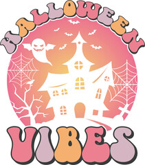 Halloween vibes Retro T-shirt, Retro Halloween Shirt, Spooky Season, Ghost pumpkin T-shirt, Trendy Halloween, Hippie Halloween, Ghouls T-shirt, Cut File For Cricut And Silhouette