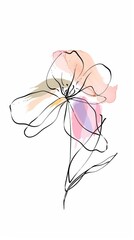 Abstract scandinavian floral design with minimalist shapes. Contemporary minimalist art of a flower with abstract, overlapping organic shapes in a soft, pastel color palette