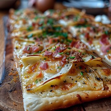 Delectable Flammekueche - A Rustic and Savory Alsatian Flatbread Delight