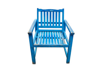 Fototapeta premium Blue wooden chair isolated on white background.