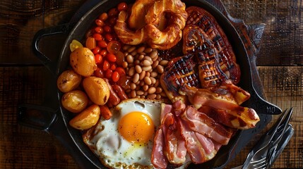 Mouthwatering Ulster Fry - A Traditional Irish Breakfast Feast from Northern Ireland - obrazy, fototapety, plakaty