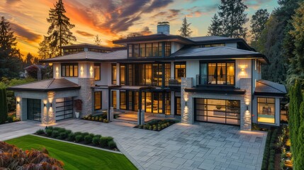 Capture the grandeur and elegance of a newly constructed luxury home.