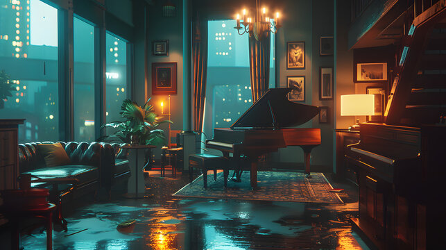 vintage jazz club piano