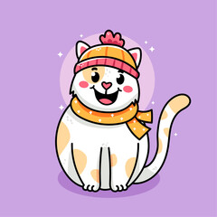 Cartoon Cat with scarf vector