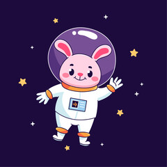 Cartoon cute astronaut rabbit vector